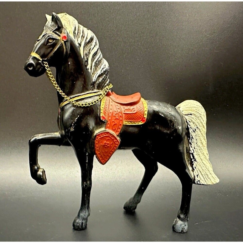 Vintage Cast Metal Western Parade Horse 1950s Carnival Prize Toy Statuette 5”